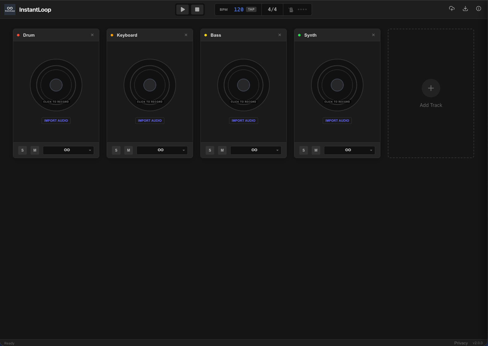 Circular track interface in InstantLoop